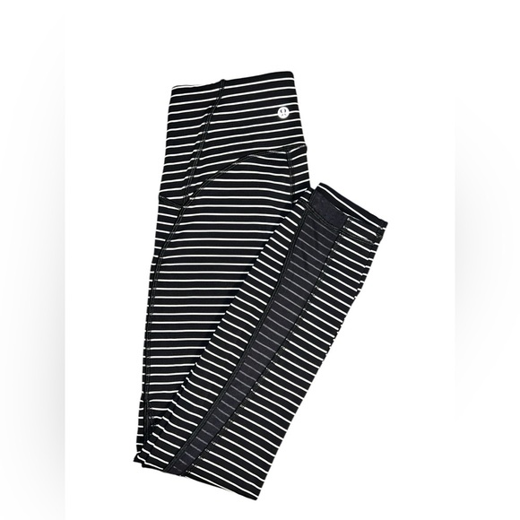 Lululemon Wunder Under Leggings – Stripe Back Mesh Panel – Size 4 (Rare) - Picture 1 of 3